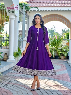 Srida by Aanchi Flair Kali Cut Embroidered Kurti collection with affordable rate Aanchi 