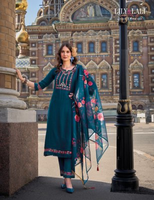 Srivalli by Lily and lali handwork kurti pant and dupatta catalogue at affordable rate readymade suit catalogs