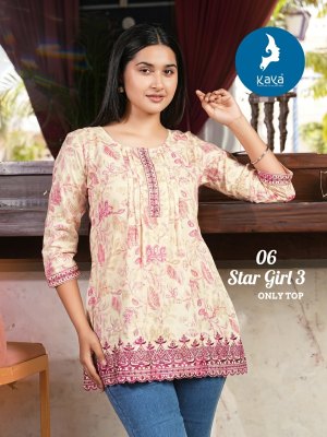 Star girl 3 by Kaya capsual foil printed best design short top catalogue at amaviexpo western wear catalogs