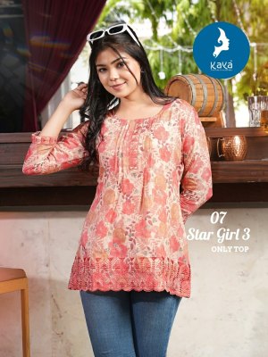 Star girl 3 by Kaya capsual foil printed best design short top catalogue at amaviexpo western wear catalogs