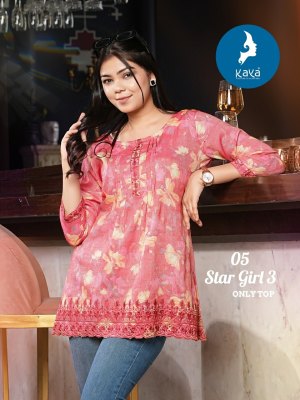 Star girl 3 by Kaya capsual foil printed best design short top catalogue at amaviexpo western wear catalogs