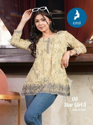 Star girl 3 by Kaya capsual foil printed best design short top catalogue at amaviexpo western wear catalogs