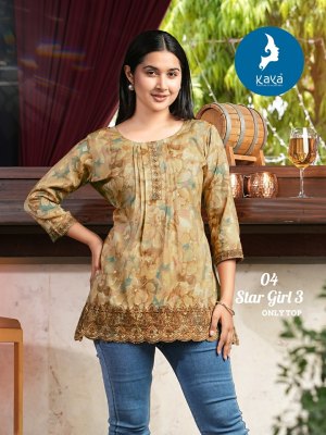 Star girl 3 by Kaya capsual foil printed best design short top catalogue at amaviexpo western wear catalogs