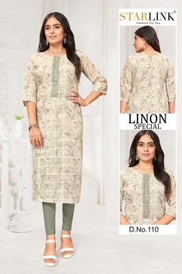 Starlink linon special lenon chex digital printed embroidery work Kurti wholesaler  kurtis catalogs
