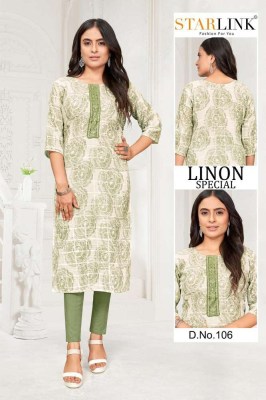 Starlink linon special lenon chex digital printed embroidery work Kurti wholesaler  kurtis catalogs