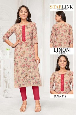 Starlink linon special lenon chex digital printed embroidery work Kurti wholesaler  kurtis catalogs