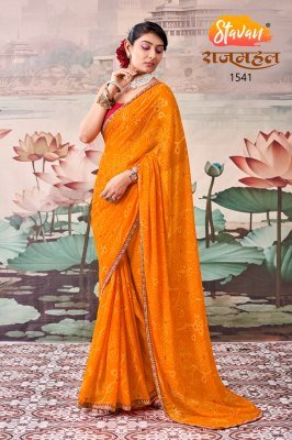 Stavan Rajmahal Premi Leheriya & Bandhani Georgette Saree Collection sarees