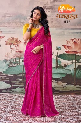 Stavan Rajmahal Premi Leheriya & Bandhani Georgette Saree Collection sarees