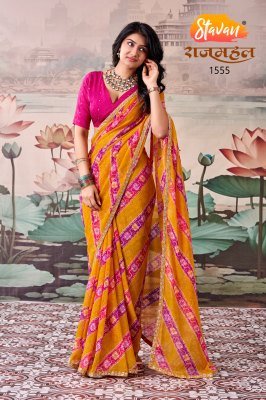 Stavan Rajmahal Premi Leheriya & Bandhani Georgette Saree Collection sarees