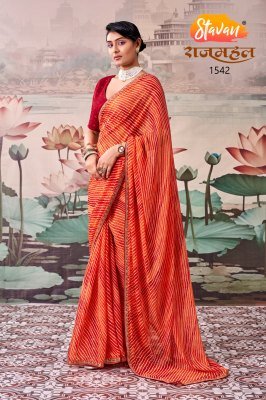 Stavan Rajmahal Premi Leheriya & Bandhani Georgette Saree Collection sarees