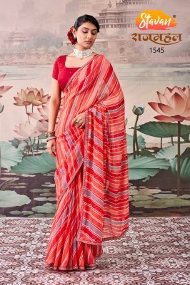 Stavan Rajmahal Premi Leheriya & Bandhani Georgette Saree Collection sarees
