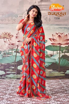 Stavan Rajmahal Premi Leheriya & Bandhani Georgette Saree Collection sarees