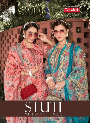 Stuti vol 5 by Taniksh Sikvans embroidered work digital ready to wear top bottom and dupatta collectionat affordable rate wholesale catalogs
