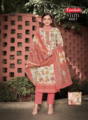 Stuti vol 5 by Taniksh Sikvans embroidered work digital ready to wear top bottom and dupatta collectionat affordable rate readymade suit catalogs