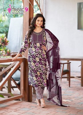 Suman vol 2 by Mystic 9 Premium quality reyon foil printed kurti pant and dupatta catalogue at affordable rate readymade suit catalogs