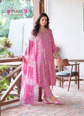 Suman vol 2 by Mystic 9 Premium quality reyon foil printed kurti pant and dupatta catalogue at affordable rate readymade suit catalogs