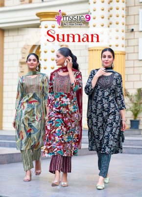 Suman vol 3 by Mystic 9 Premium quality reyon foil printed readymade suit catalogue at affordable rate Mystic 9