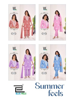 Summer Frrls by Blue Hills reyon embroidered short top bottom and dupatta collection at affordable rate readymade suit catalogs