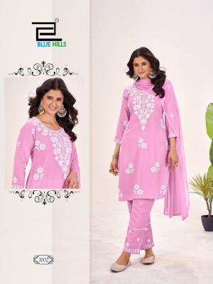 Summer Frrls by Blue Hills reyon embroidered short top bottom and dupatta collection at affordable rate readymade suit catalogs