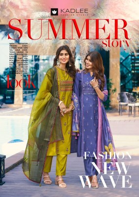 Summer Story by Kadlee handwork fancy kurti pant and dupatta catalogue at low rate kurti pant with dupatta Catalogs