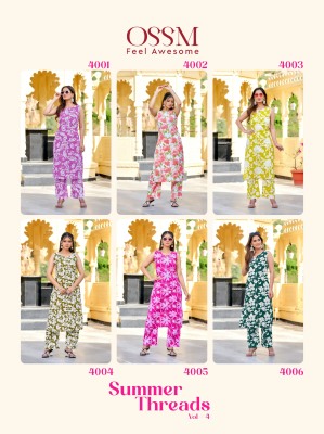 Summer Threads vol 4 by Ossm Cotton Printed Maual Work Top with Bottom catalogue at low rate kurtis catalogs
