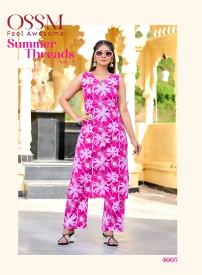 Summer Threads vol 4 by Ossm Cotton Printed Maual Work Top with Bottom catalogue at low rate kurtis catalogs