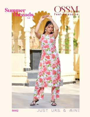 Summer Threads vol 4 by Ossm Cotton Printed Maual Work Top with Bottom catalogue at low rate kurtis catalogs