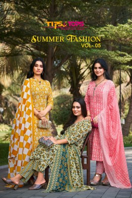 Summer fashion vol 5 by Tips and tops cotton printed kurti pant and dupatta catalogue at low rate Tips and tops