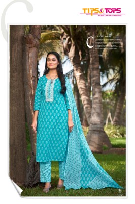 Summer fashion vol 5 by Tips and tops cotton printed kurti pant and dupatta catalogue at low rate readymade suit catalogs