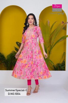 Summer special vol 1 by Diya trends Pure Cotton with kali Gowns Kurti collection with affordable rate kurtis catalogs