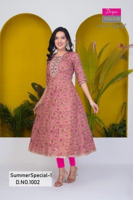 Summer special vol 1 by Diya trends Pure Cotton with kali Gowns Kurti collection with affordable rate kurtis catalogs