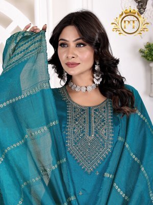 Summer vol 1 by Padmavati Vichitra silk chanderi work top bottom with dupatta catalogue in amavi expo readymade suit catalogs