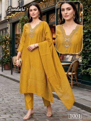 Sundari Heavy Shimmer Roman Silk Handwork Kurti Pant with Banarasi Jacquard Dupatta kurti pant with dupatta Catalogs