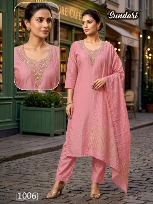 Sundari Heavy Shimmer Roman Silk Handwork Kurti Pant with Banarasi Jacquard Dupatta kurti pant with dupatta Catalogs