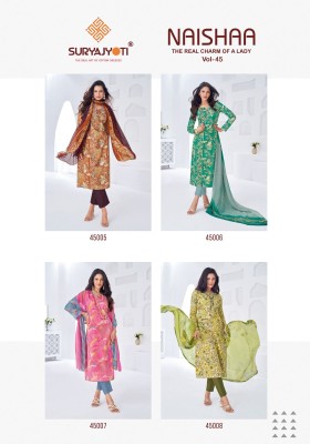 SuryaJyoti Naishaa Vol 45 Jam Satin Printed Dress Material wholesale Price  salwar kameez catalogs