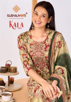 Suryajyoti Kala Vol  5 Pure Cotton Printed Kurti Pant with Cotton Dupatta Set 