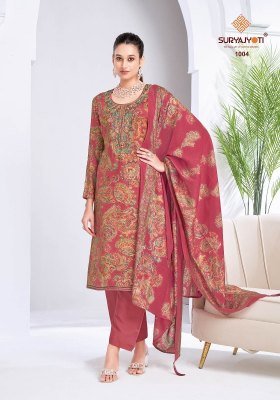 Suryajyoti Kangana Vol 1 Pure Modal Designer Dress Material Discharge Print with Foil  Neck Embroidery And Border Work  Dyed Bottom And Discharge Prin dress material catalogs