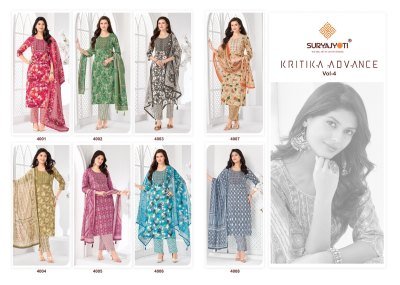 Suryajyoti Kritika Advance Vol 4 Rayon Capsule Kurti Set with Chanderi Dupatta (M–4XL) readymade suit catalogs