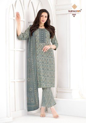 Suryajyoti Kritika Advance Vol 3 Readymade Rayon Capsule Print Suits readymade suit catalogs