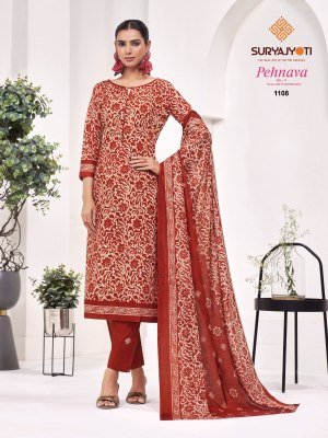 Suryajyoti Pehnava Vol-11 Batik Print Pure Cotton 3-Piece Suit Set kurti pant with dupatta Catalogs