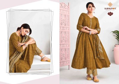 Suryajyoti Rashi Vol 3 Pure Cotton Printed Anarkali Suit Set Pant with Dupatta Wholesale  fancy Anarkali suit catalogs