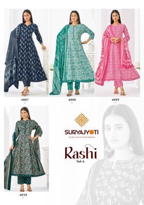Suryajyoti Rashi Vol 4 Anarkali Readymade Pure Cotton Suit Set Wholesale fancy Anarkali suit catalogs