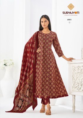Suryajyoti Rashi Vol 4 Anarkali Readymade Pure Cotton Suit Set Wholesale fancy Anarkali suit catalogs