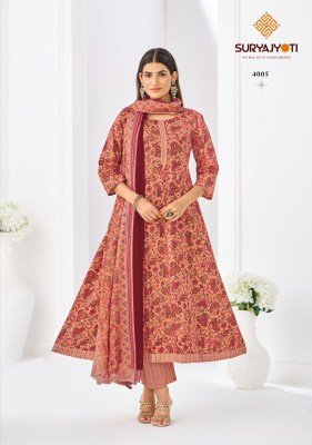 Suryajyoti Rashi Vol 4 Anarkali Readymade Pure Cotton Suit Set Wholesale fancy Anarkali suit catalogs