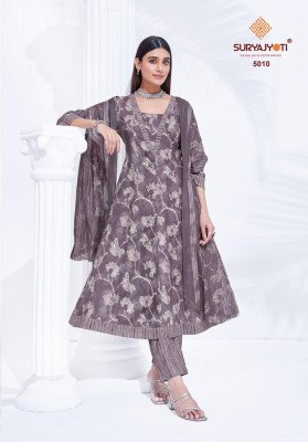 Suryajyoti Rashi Vol 5 Anarkali Style Heavy Cotton Catalogue Wholesale Rate  kurti pant with dupatta Catalogs
