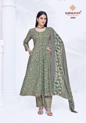 Suryajyoti Rashi Vol 5 Anarkali Style Heavy Cotton Catalogue Wholesale Rate  kurti pant with dupatta Catalogs
