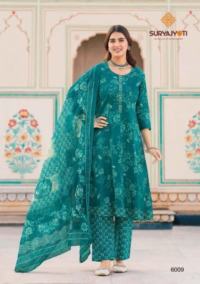 Suryajyoti Rashmika Vol 6 Pure Cotton Anarkali Suit with Handwork readymade suit catalogs