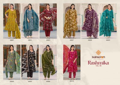 Suryajyoti Rashmika Vol 6 Pure Cotton Anarkali Suit with Handwork readymade suit catalogs