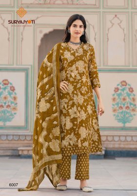 Suryajyoti Rashmika Vol 6 Pure Cotton Anarkali Suit with Handwork readymade suit catalogs