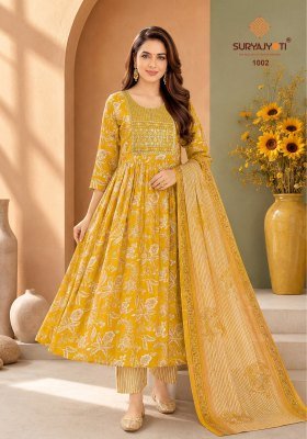 Suryajyoti Ruhani Vol 1 Heavy Rayon Capsule Print Kurti Pant with Chanderi Digital Print Dupatta kurti pant with dupatta Catalogs
